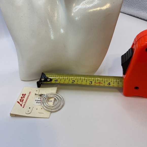 Lara silver tone triple hoops with beaded texture 1 and 3/4 length. Must have! - Picture 2 of 3